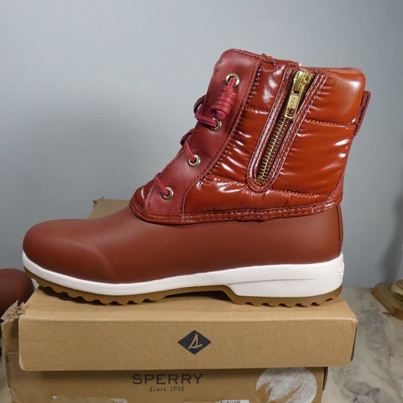 Sperry Women's Maritime Repel Puffer Snow Boot, Red Nylon, 8 - Picture 4 of 9